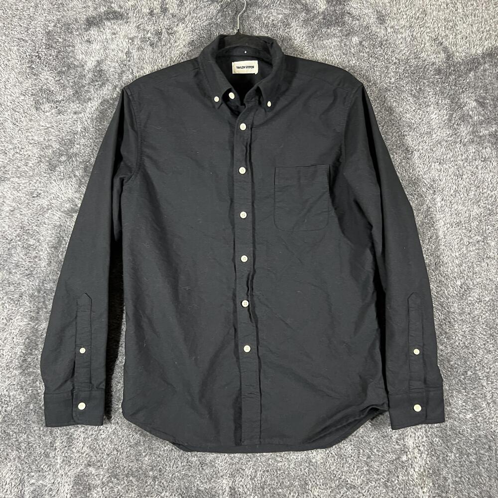 Taylor Stitch Shirt Mens 38 Black Long Sleeve Button Up 100% Organic Cotton